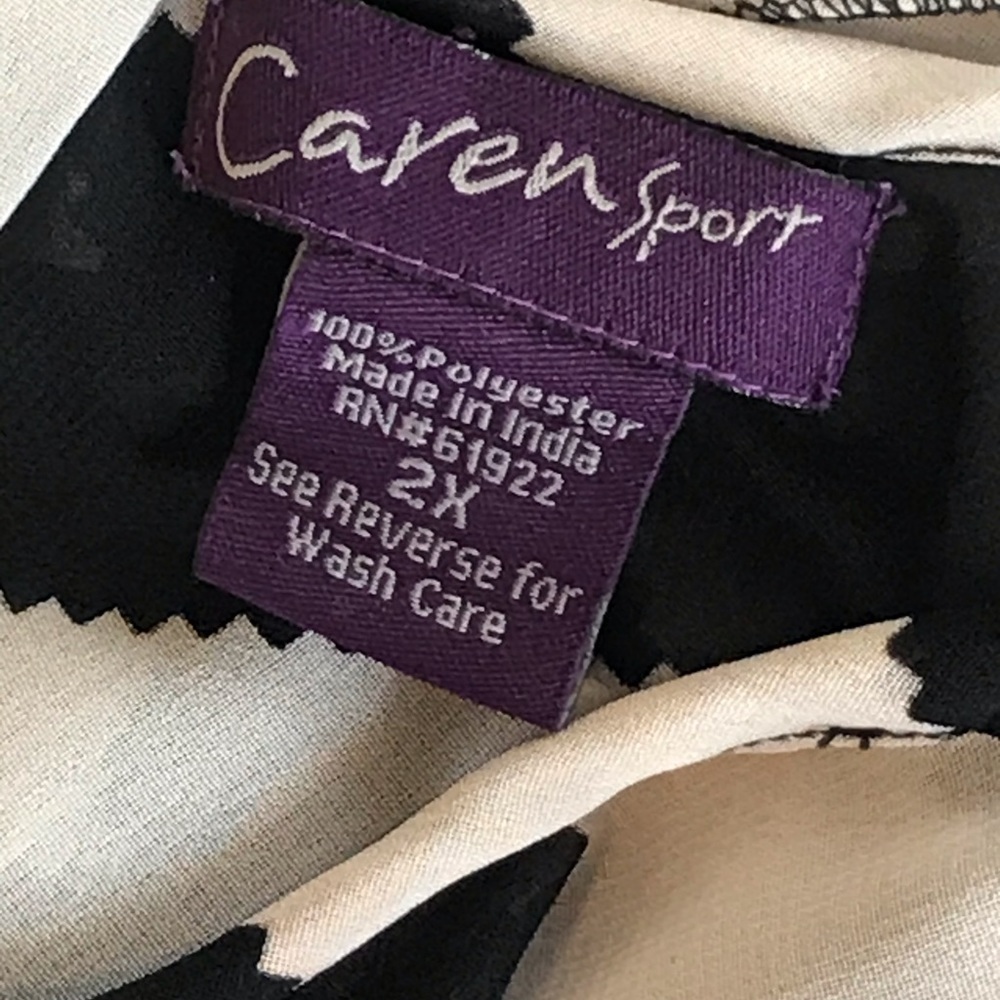 2X Diagonally Striped Black and White Boho Blouse - Picture 3 of 7